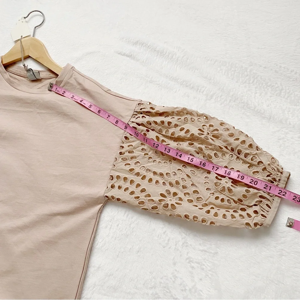 NWT Mauve Lace Sleeve Top